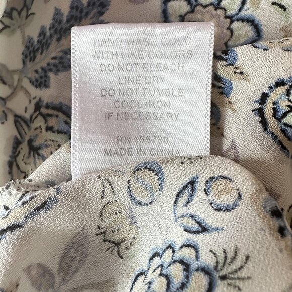 Rose + Olive Shirt Womens 3XL White Blue Floral Boho Blouse Lightweight Tunic - Picture 6 of 9